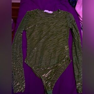 Reflective green see through bodysuit